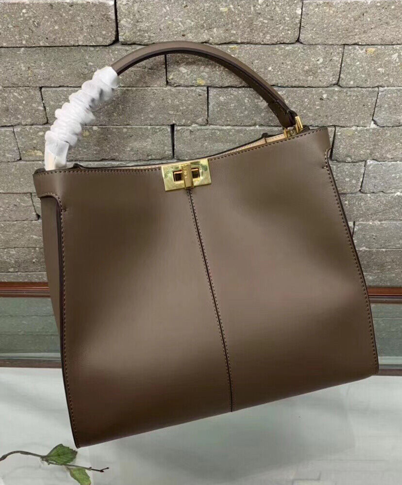 Fendi Peekaboo X lite Medium Leather Bag 8BN311 Coffee